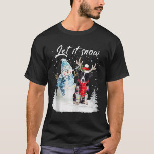 Border Collie Santa Dog Christmas Snowman Xmas Paj T-Shirt