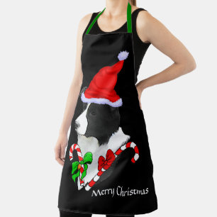 Border Collie Santa Hat Christmas Apron