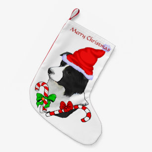 Border Collie Santa Hat Christmas Small Christmas Stocking