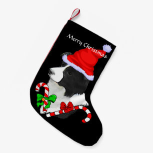 Border Collie Santa Hat Christmas Small Christmas Stocking