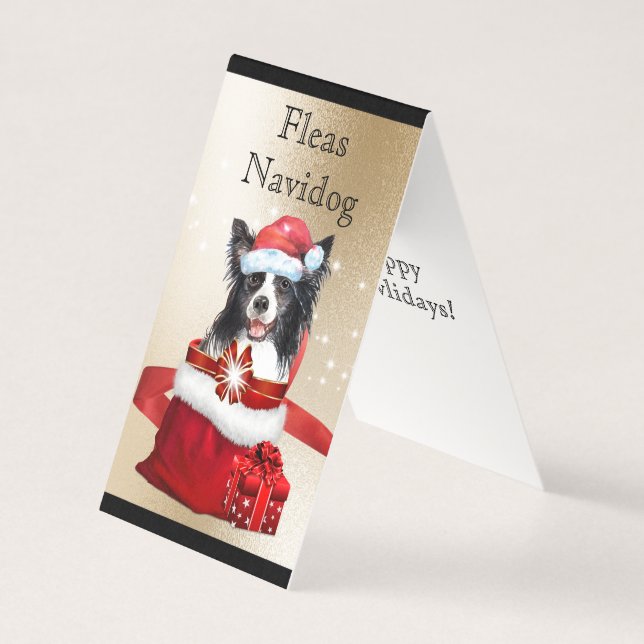 Border collie Santa hat xmas gifts DIY greeting (Front)