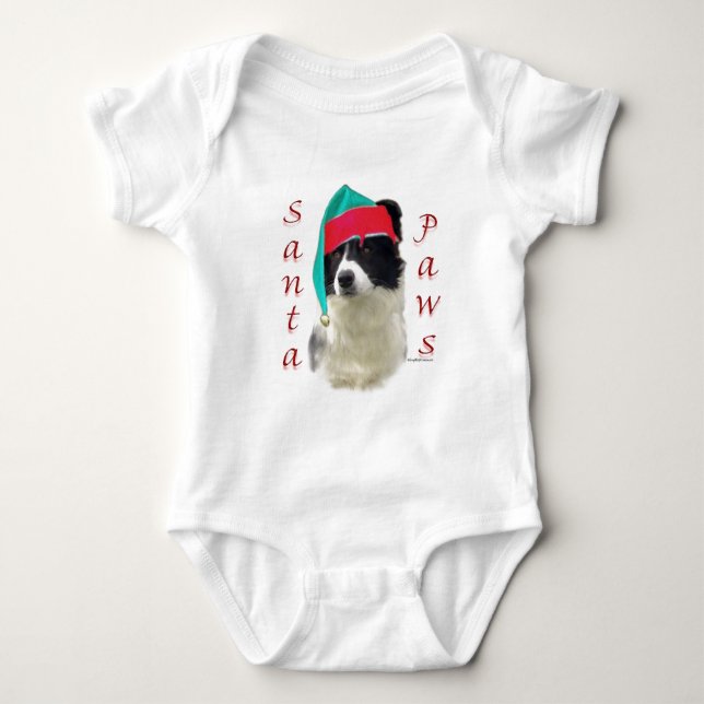 Border Collie Santa Paws Baby Bodysuit (Front)