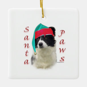 Border Collie Santa Paws Ceramic Ornament