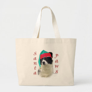 Border Collie Santa Paws Large Tote Bag