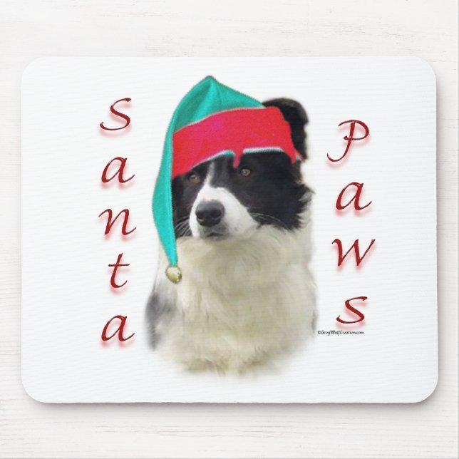 Border Collie Santa Paws Mouse Mat (Front)