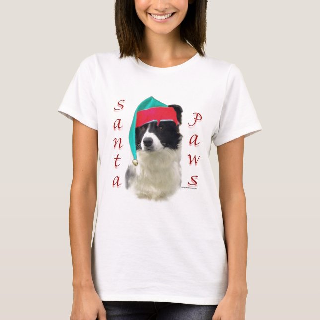 Border Collie Santa Paws T-Shirt (Front)