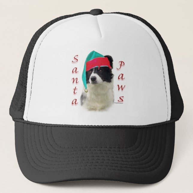 Border Collie Santa Paws Trucker Hat (Front)