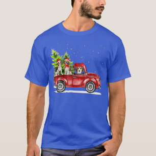 Border Collie Santa Reindeer Red Truck Snow Christ T-Shirt