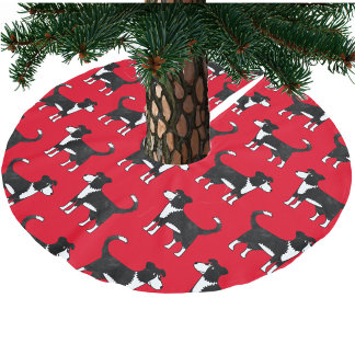 Border Collie Sheep Dog Red Brushed Polyester Tree Skirt