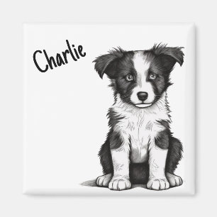 Border Collie Sheepdog Puppy Custom Name Cute Magnet