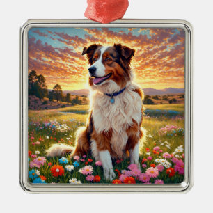 Border Collie Shepherd Dog Metal Tree Decoration