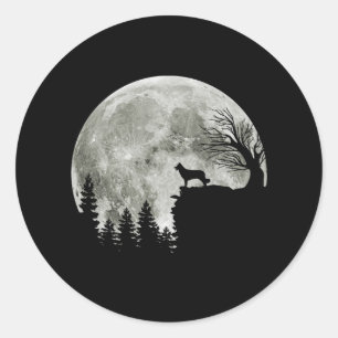 Border Collie silhouette On Mountain Halloween Dog Classic Round Sticker