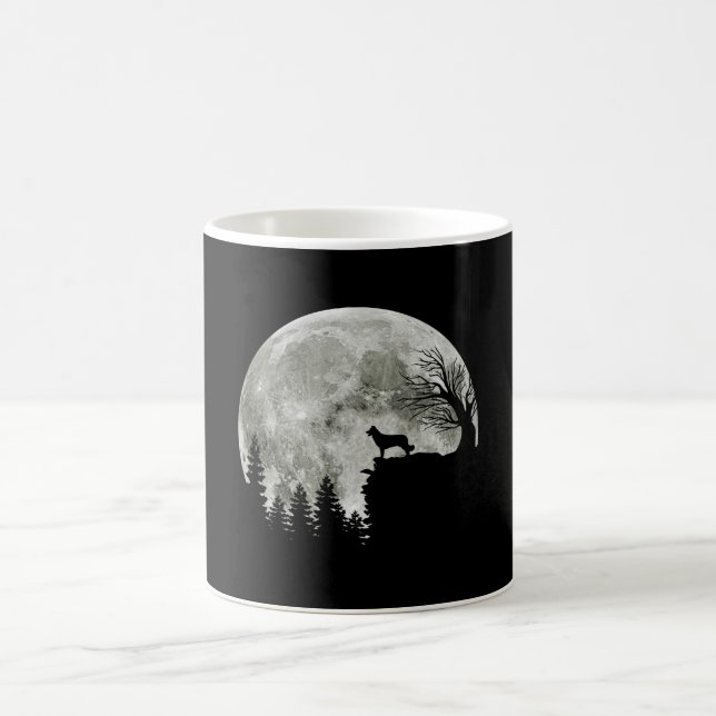 Border Collie silhouette On Mountain Halloween Dog Coffee Mug (Center)