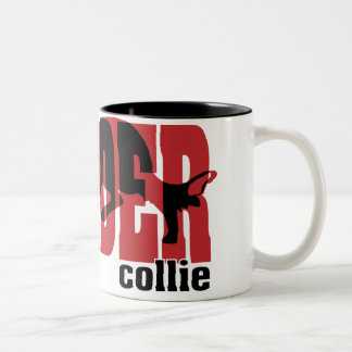 Border Collie silhouette Two-Tone Coffee Mug