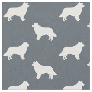 Border Collie Silhouettes Pattern Fabric