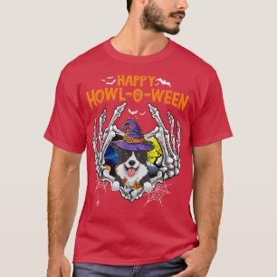 Border Collie Skeleton Heart Happy HowlOWeen Costu T-Shirt