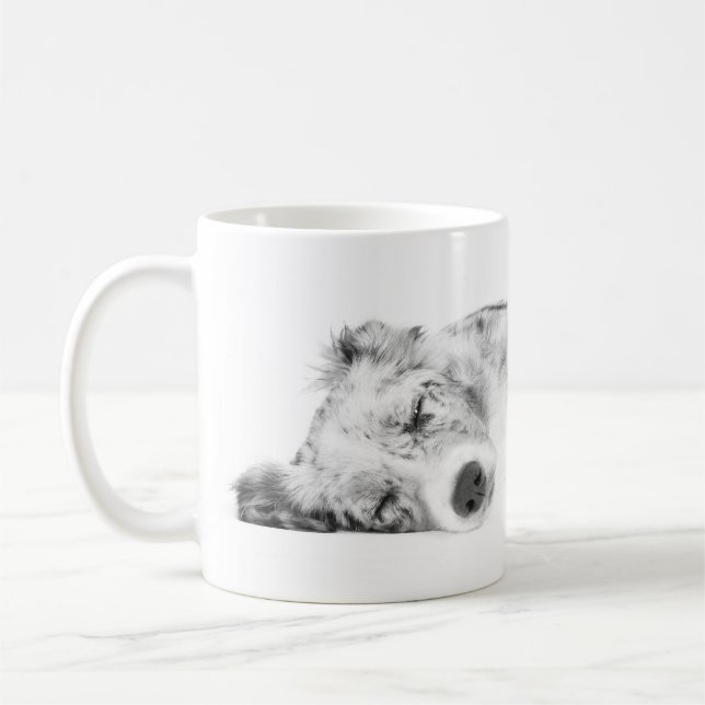 Border collie sleeping coffee mug (Left)