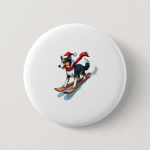 Border Collie Snowboarder 6 Cm Round Badge