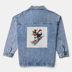 Border Collie Snowboarder Denim Jacket