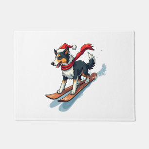Border Collie Snowboarder dog Doormat
