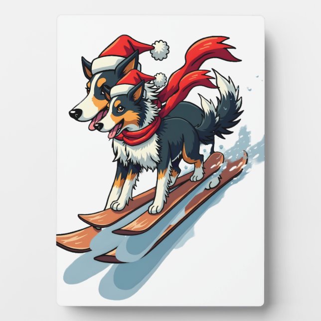 Border Collie Snowboarder Plaque (Front)