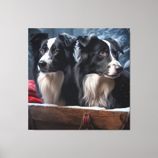 Border Collie Snowy Sleigh Christmas Decor   (Front)
