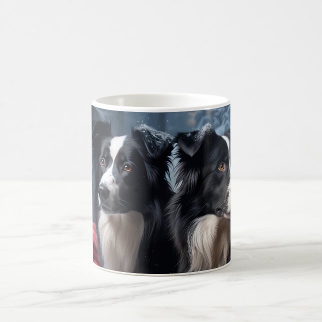 Border Collie Snowy Sleigh Christmas Decor  Coffee Mug (Center)