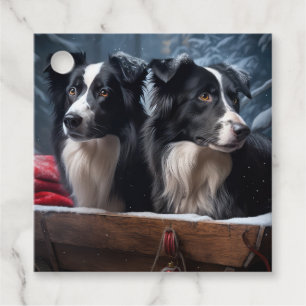 Border Collie Snowy Sleigh Christmas Decor  Favour Tags