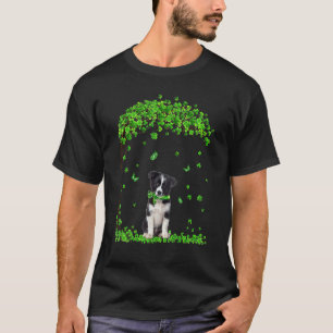 Border Collie St Patricks Day Irish Shamrock Dog L T-Shirt