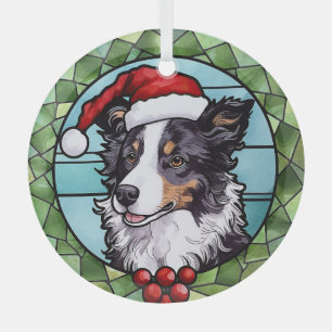 Border Collie Stained Glass Christmas Tree Decoration