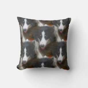 Border Collie Stare Dog Pattern Cushion