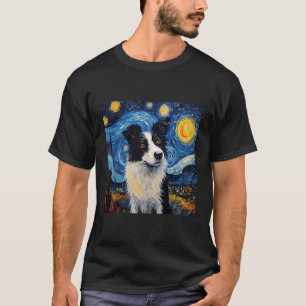 Border Collie Starry Night For Dog Mum Dog Dad T-Shirt