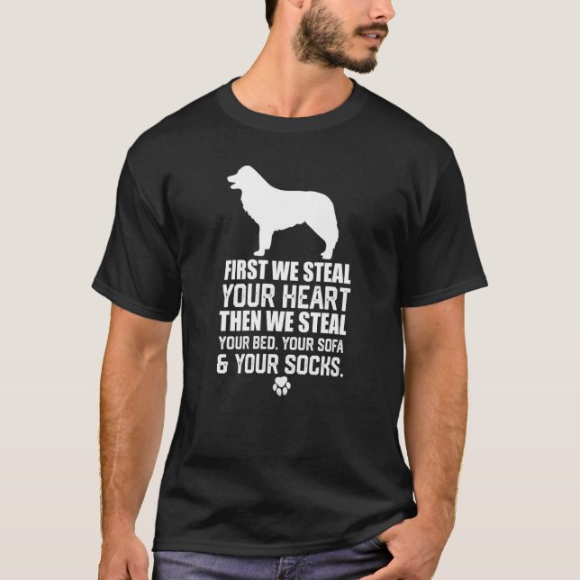 Border Collie Steal Your Heart Steal Your Bed sofa T-Shirt (Front)