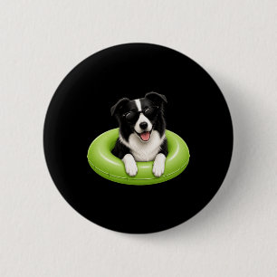 Border Collie Summer Shirt Cute Dog Pool Float 6 Cm Round Badge