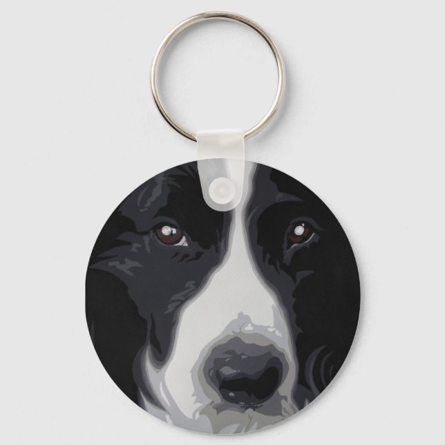Border Collie 'sweet face' keyring keychain (Front)
