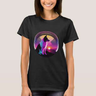 Border Collie Synthwave 80s Retrowave Aesthetic T-Shirt