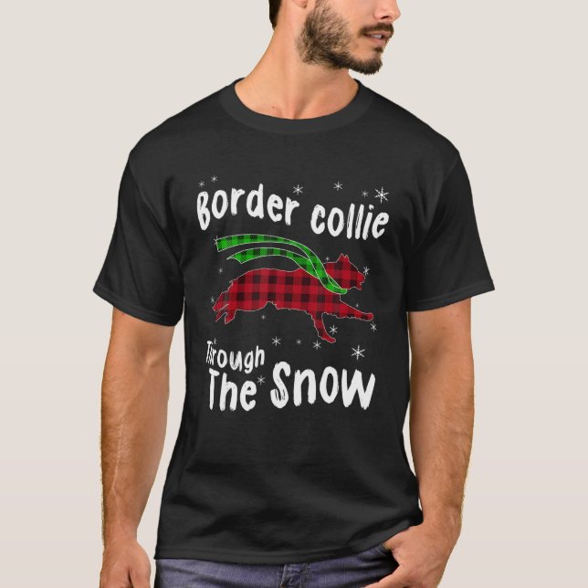 Border Collie Through The Snow Dog Lover Gift T-Shirt (Front)