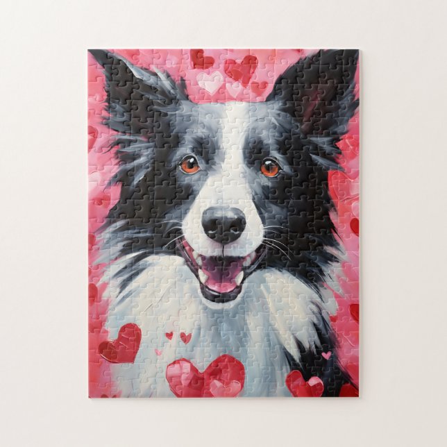 Border Collie Valentines day Jigsaw Puzzle (Vertical)