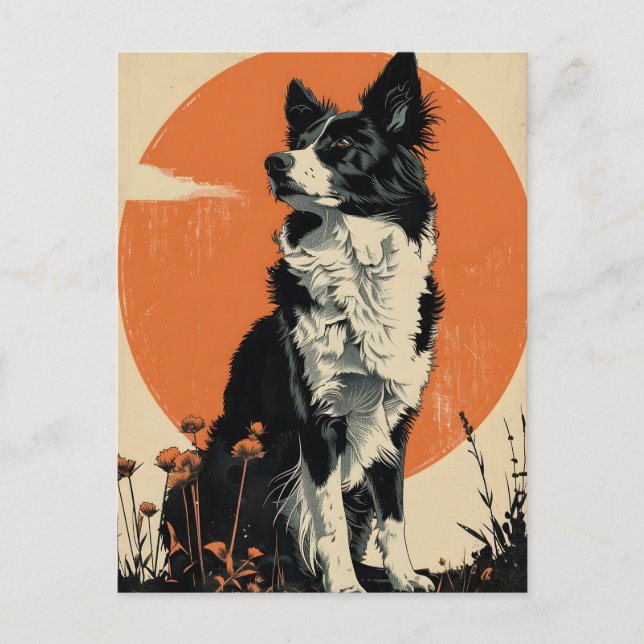 Border Collie Vintage art Postcard (Front)