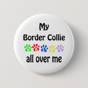Border Collie Walks Design 6 Cm Round Badge