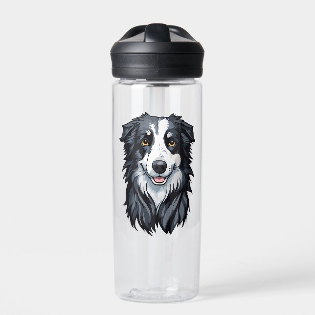Border Collie Water Bottle (Front)