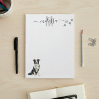 Border Collie Watercolor Monogram Personalised 