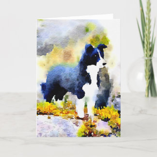 Border Collie watercolor note card