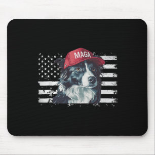 Border Collie Wearing Mega Hat American Flag Dogs Mouse Mat