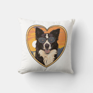 Border Collie with Sunglasses Cushion