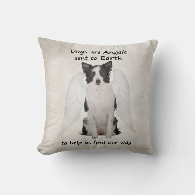 Border Collies Are Angels Pillow (Front)