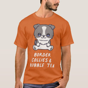 Border Collies & Bubble Tea Kawaii Anime Dog Lover T-Shirt