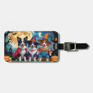 Border Collies Dogs Pumpkin Halloween Funny Luggage Tag