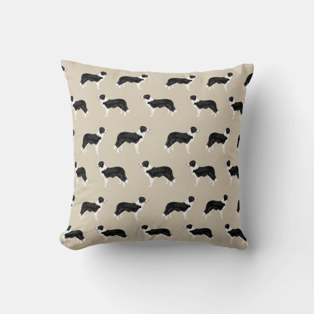 Border Collies Fabric - cute dog design Cushion (Front)