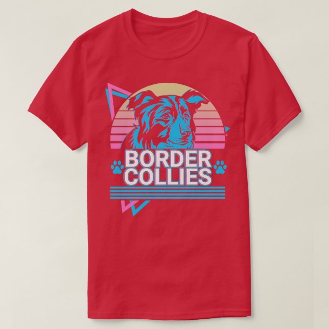 Border Collies Retro T-Shirt (Design Front)
